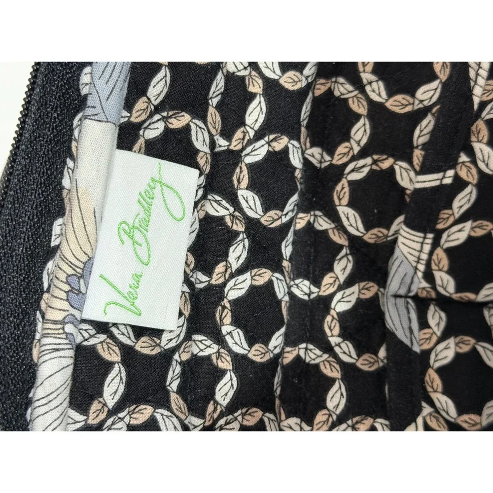 Vera Bradley Night and Day Floral Quilted Cotton Mini Backpack Black White Grey